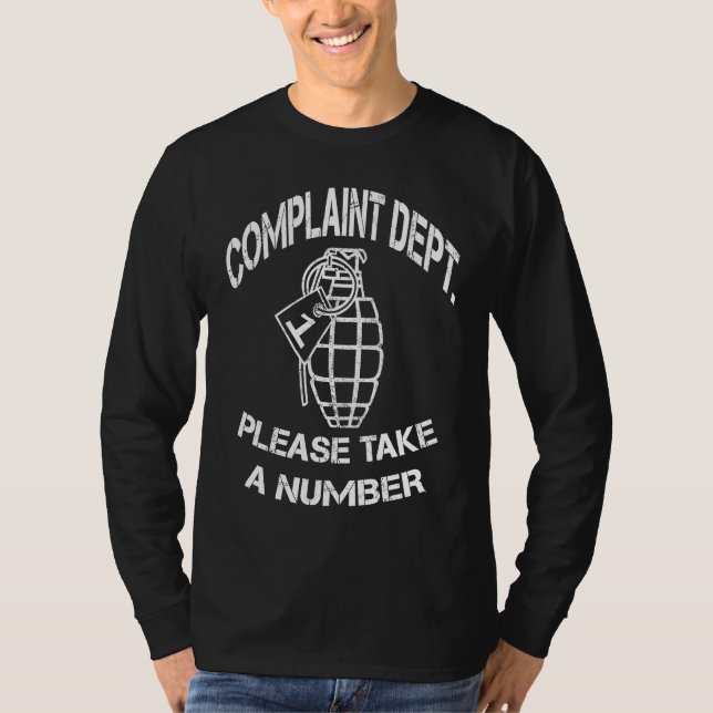 T-shirt Funny Grenade Complaint Department Novelty Sayings (Devant)