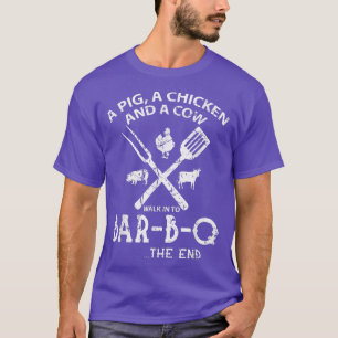 T-shirt Funny Grilling Pig Poulet Vache Marcher dans Barbe