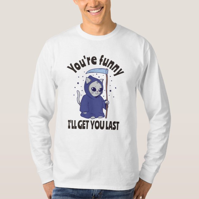 T-shirt Funny Grim Reaper Cat Halloween Costume (Devant)