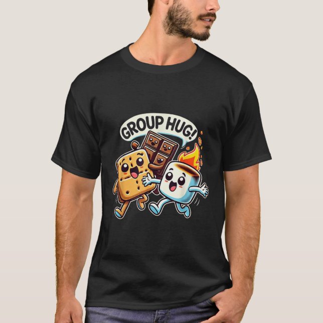 T-shirt Funny Group Hug Marshmellow Smores Outdoor Camping (Devant)