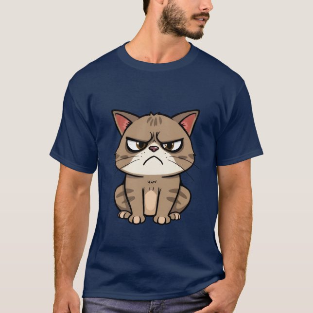 T-shirt Funny Grumpy Brown Tabby Cat Sassy Stare 🐾😒 (Devant)