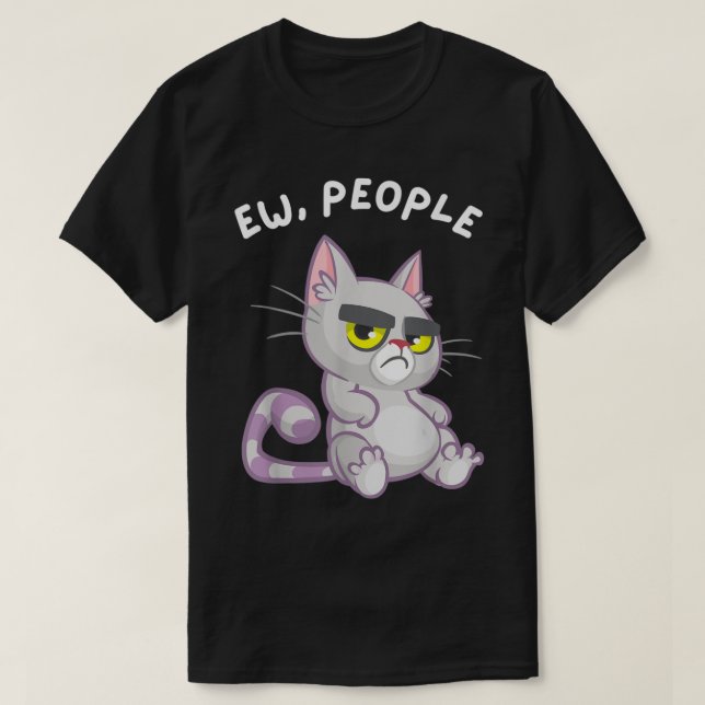 T-shirt Funny Grumpy Cat Anti Social Design (Design devant)