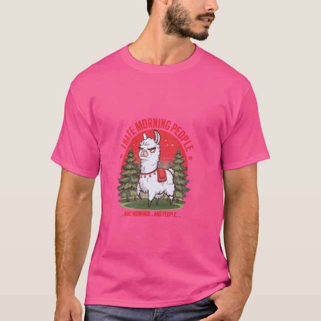 T-shirt Funny Grumpy Funny Alpaca Je n'aime pas Morning Pe (Devant)