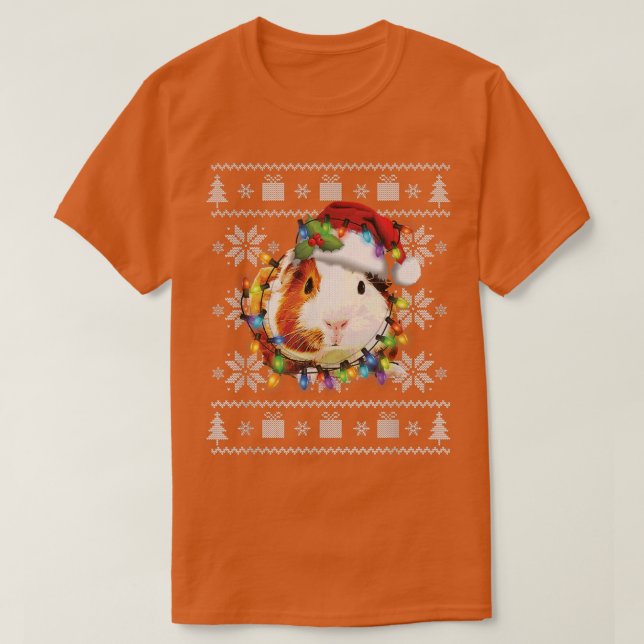 T-shirt Funny Guinea Pig Christmas Reindeer Christmas Ligh (Design devant)
