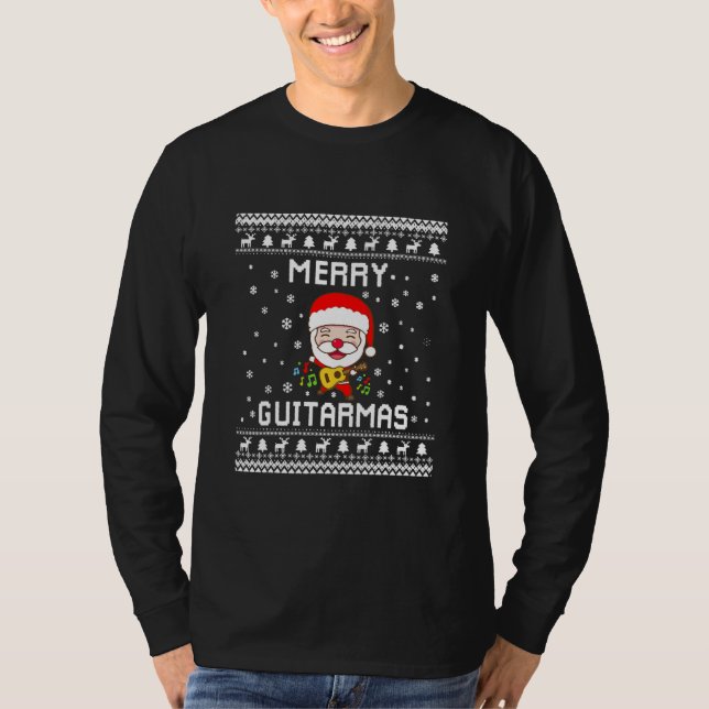 T-shirt Funny Guitar Ugly Christmas Merry Guitarmas Gift (Devant)