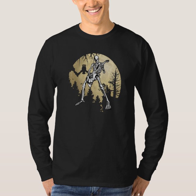T-shirt Funny Guitarist Skeleton Playing Guitar Music Hall (Devant)