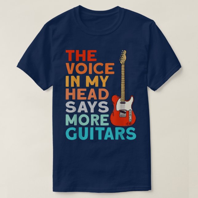 T-shirt Funny Guitariste La voix dans ma tête dit plus Gui (Design devant)