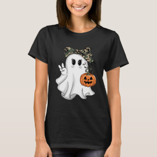 T-shirt Funny Halloween Camouflage Camo Ghost Hello Huntin
