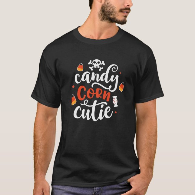 T-shirt Funny Halloween Candy Corn Cutie For Kids (Devant)