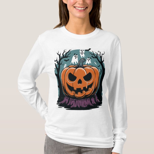 T-shirt Funny Halloween Citrouille Éffrayant (Devant)