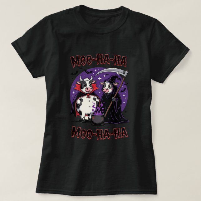 T-shirt Funny Halloween Cow Vampire and Reaper Tee (Design devant)