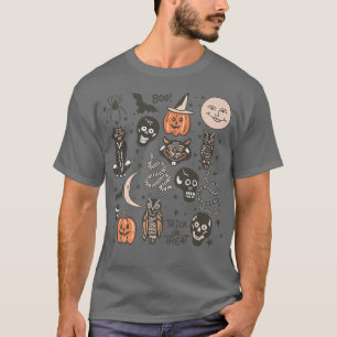 T-shirt Funny Halloween Element Halloween Vibes Pumpkin Ha