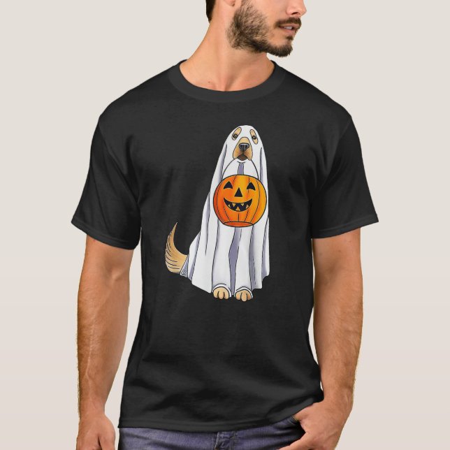 T-shirt Funny Halloween Golden Retriever Dog Ghost and Pum (Devant)