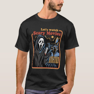 T-shirt Funny Halloween Letâ€™S Regardez Les Films D'Horre