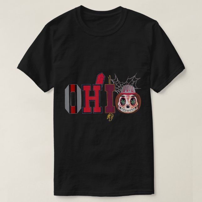 T-shirt Funny Halloween Ohio State Skull Pumpkin  (Design devant)