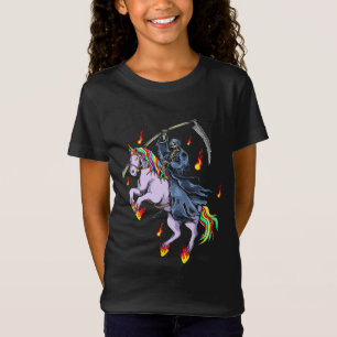 T-Shirt Funny Halloween Reaper manches Unicorn