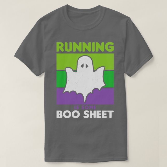T-shirt Funny Halloween Running is Boo Sheet Ghost Retro (Design devant)