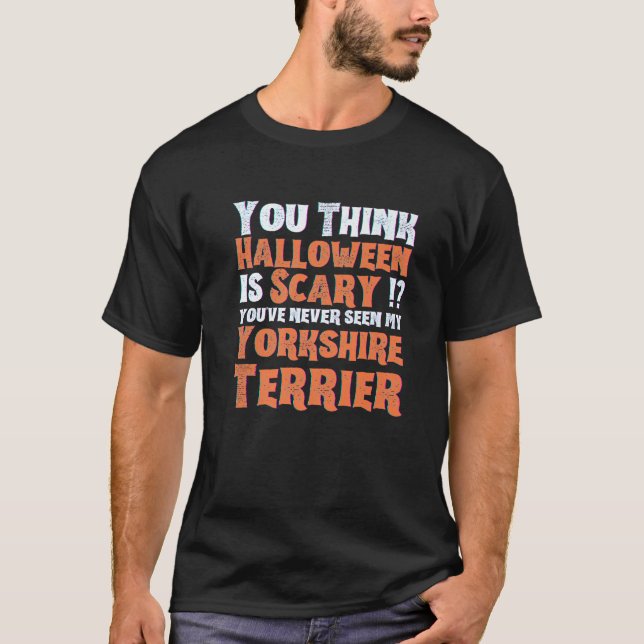 T-shirt Funny Halloween Scary Yorkshire Terrier Premium (Devant)