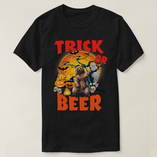 T-shirt Funny Halloween Tee Trick Or Beer costume gift56 (Design devant)
