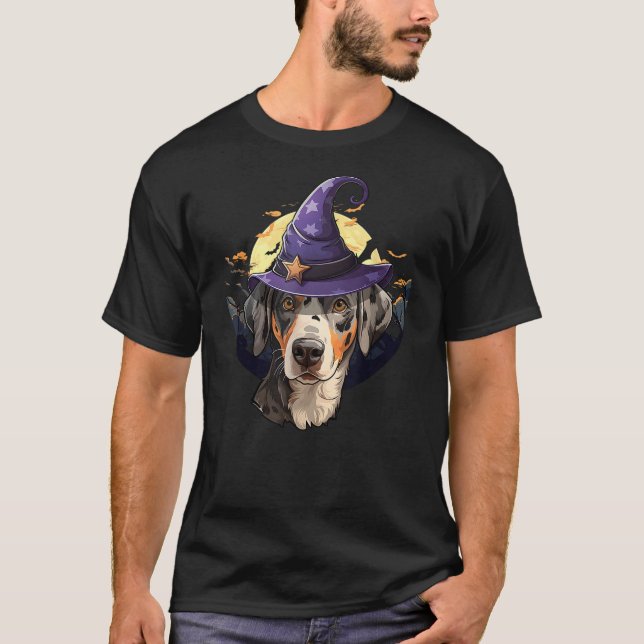 T-shirt Funny Halloween Witch Catahoula Leopard Dog (Devant)