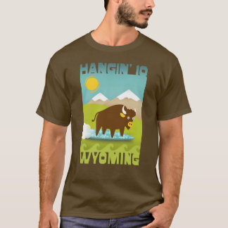 T-shirt Funny hanging 10 surfing buffalo mountains Wyoming