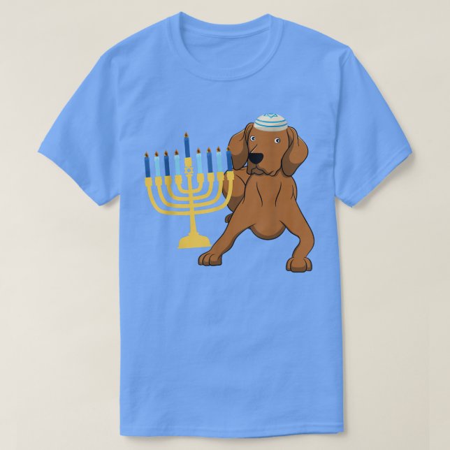 T-shirt Funny Hanukkah Chanukah Vizsla Dog Lover Menorah J (Design devant)