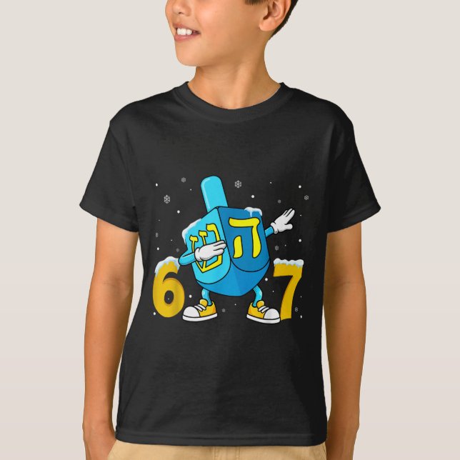 T-shirt Funny Hanukkah Six Seven Chanukah Dreidel Dabbing  (Devant)