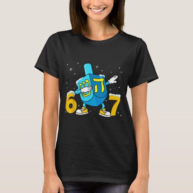T-shirt Funny Hanukkah Six Seven Chanukah Dreidel Dabbing  (Devant)