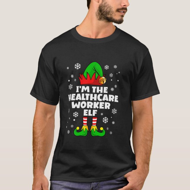 T-shirt Funny Healthcare Worker Elf Family Matching Group  (Devant)