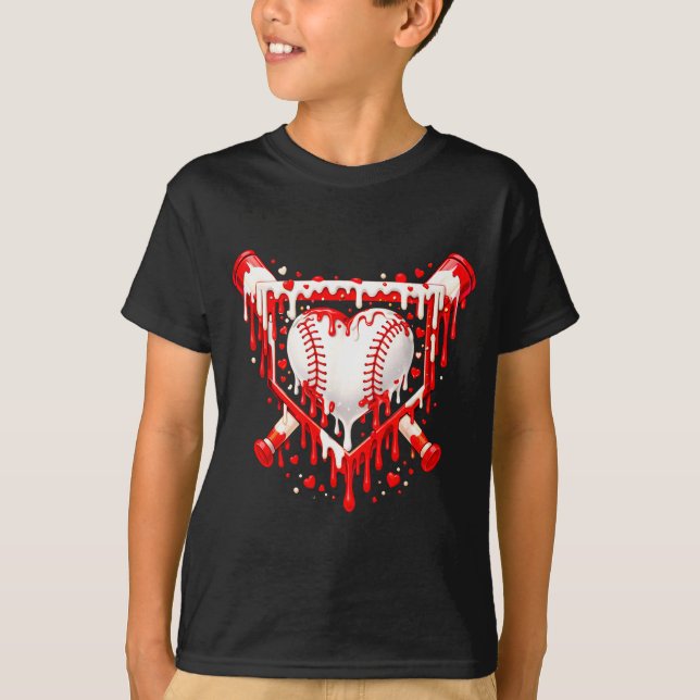 T-shirt Funny Heart Baseball Drip Ice Cream Valentines Day (Devant)