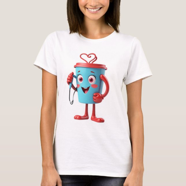 T-shirt Funny Heart Coffee Tee (Devant)