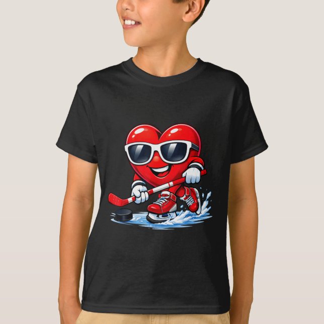 T-shirt Funny Heart Playing Hockey Apparel  (Devant)