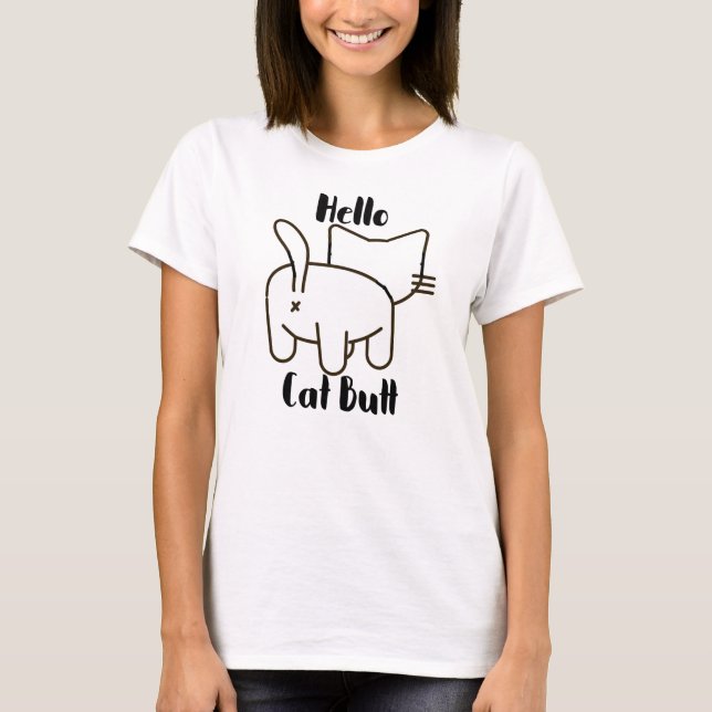 T-shirt Funny Hello Chat Butt (Devant)