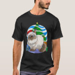 T-shirt Funny Himalayan Cat Santa Christmas Tree Decor<br><div class="desc">This awesome Xmas Decoration graphic features a Santa hat wearing Longhaired Colourpoint Kitten posing in front of a Christmas tree,  decorated with lights,  Ornament, Star topper and Present boxes. Let's get lit with this cool Himalayan gift for best friends who love kittens.</div>