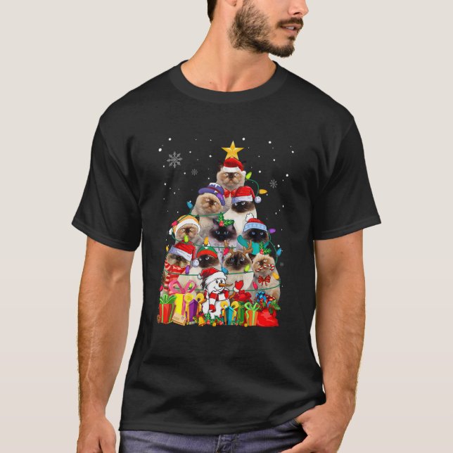 T-shirt Funny Himalayan Christmas Tree Cute Pet Cat Lover (Devant)