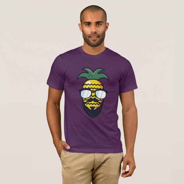 T-shirt Funny Hipster PINEAPPLE Porté Shades Rastafarian (Devant entier)