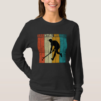 T-shirt Funny Hockey Frisbee Essential Worker Retro Vintag