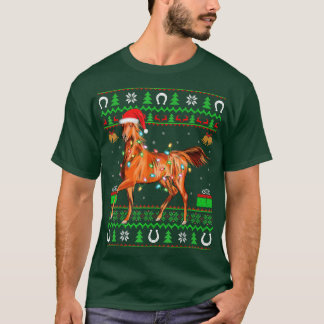 T-shirt Funny Horse Amoureux des animaux Xmas Lumières Hor