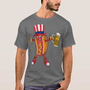 T-shirt Funny Hot dog US Casquette Drapeau Boire de la biè