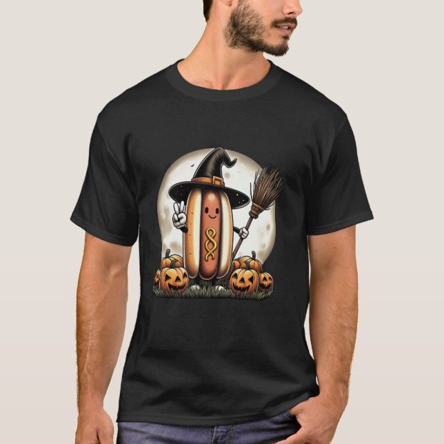 T-shirt Funny Hotdog sorcier Citrouille Halloween Hommes F (Devant)