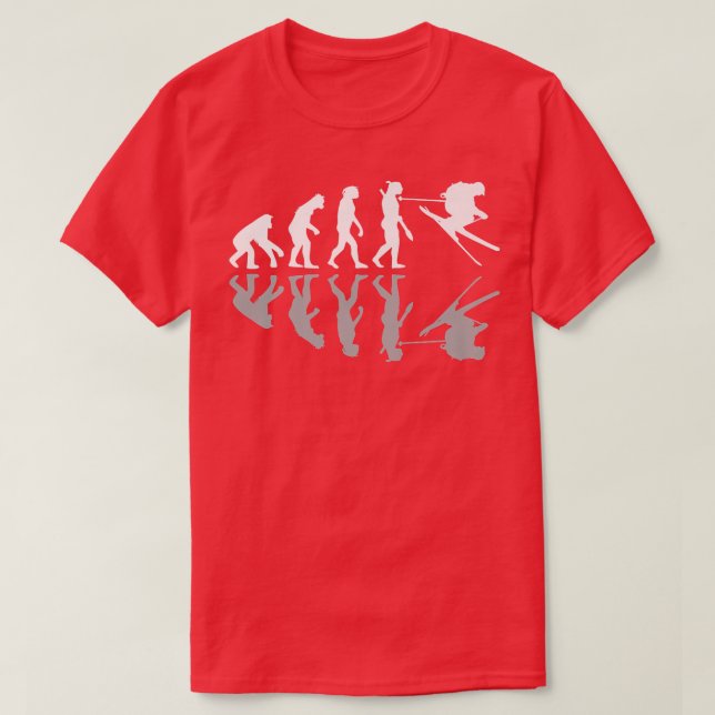 T-shirt Funny Human Evolution Skiing Humor Ski Snowboard W (Design devant)