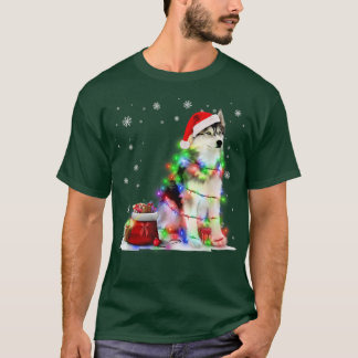 T-shirt Funny Husky Chien Tree lumières de Noël Jeu de Noë