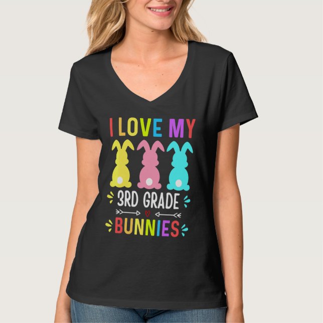 T-shirt Funny I Love My 3rd Grade Bunnies Enseignant Pâque (Devant)