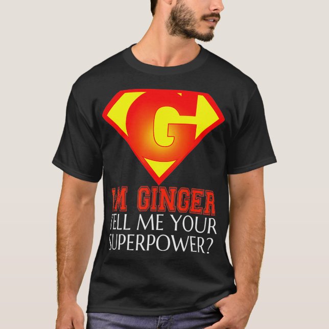 T-shirt FUNNY IN GINGER T SHIRT Superpowers Toxits for Red (Devant)
