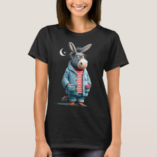 T-shirt Funny in pajama for sleepwear and donkeys 