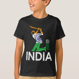 T-shirt Funny India Flag Cricket Supporters Tee Indian Cri