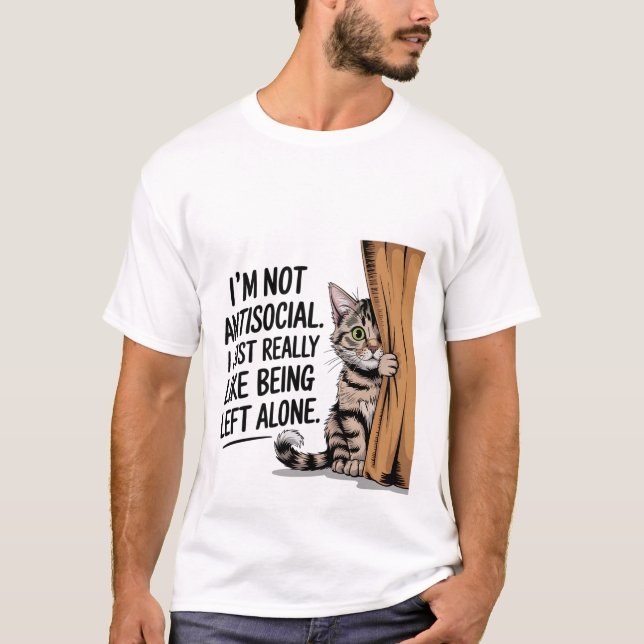 T-shirt Funny Introvert Cat "Leave Me Alone" Sassy🐈🚪 (Devant)