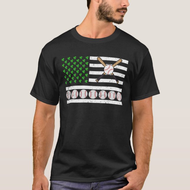 T-shirt Funny Irish American Flag Baseball St. Patrick's D (Devant)