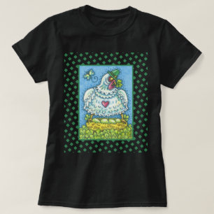 T-SHIRT FUNNY IRISH HEN, OEUFS ET SHAMROCK CUIT POULET