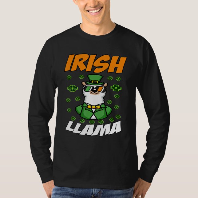T-shirt Funny Irish Llama Alpaca Face mignonne St Patrick  (Devant)